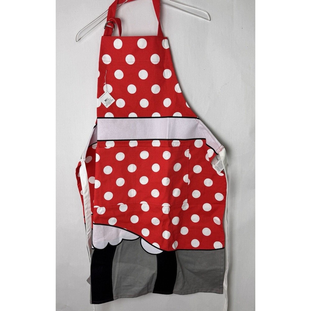 Williams Sonoma Womens Disney Minnie Mouse Polka Dot Kitchen Apron 26x35 Adult